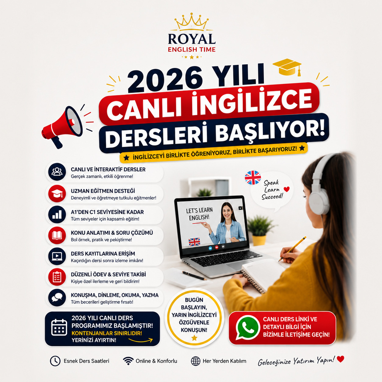 👑 🇬🇧 ROYAL ENGLISH TIME 👑 📚 2026 YILI CANLI DERSLERİ BAŞLIYOR! 🚀✨